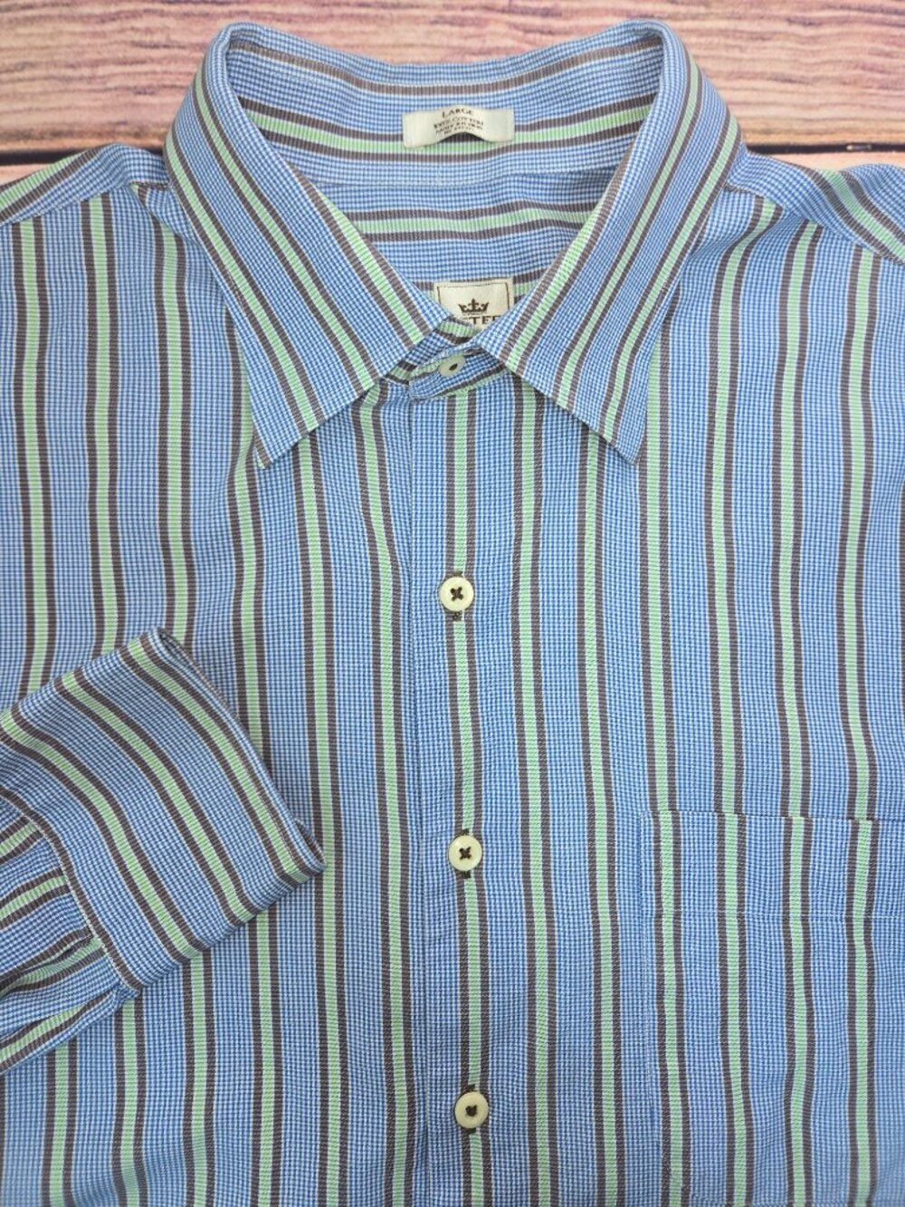 Peter Millar Blue Striped Long Sleeve Shirt Large